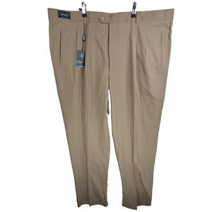 Zignone Dress Pants Mens 46x38 Beige Wool Pleated Unhemmed High Twist Italy